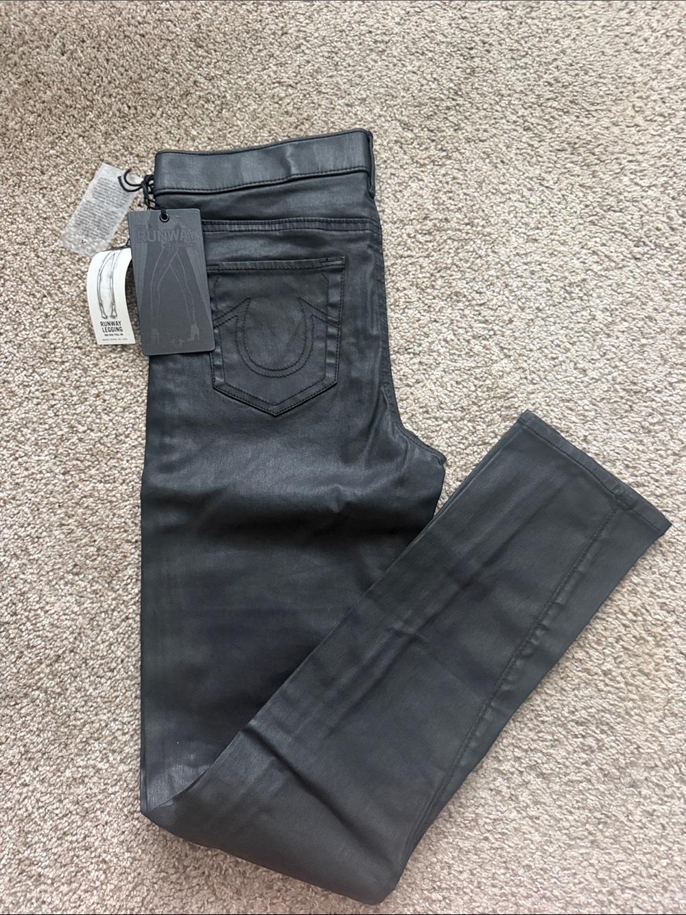 True Religion Black Skinny Coated Jeans